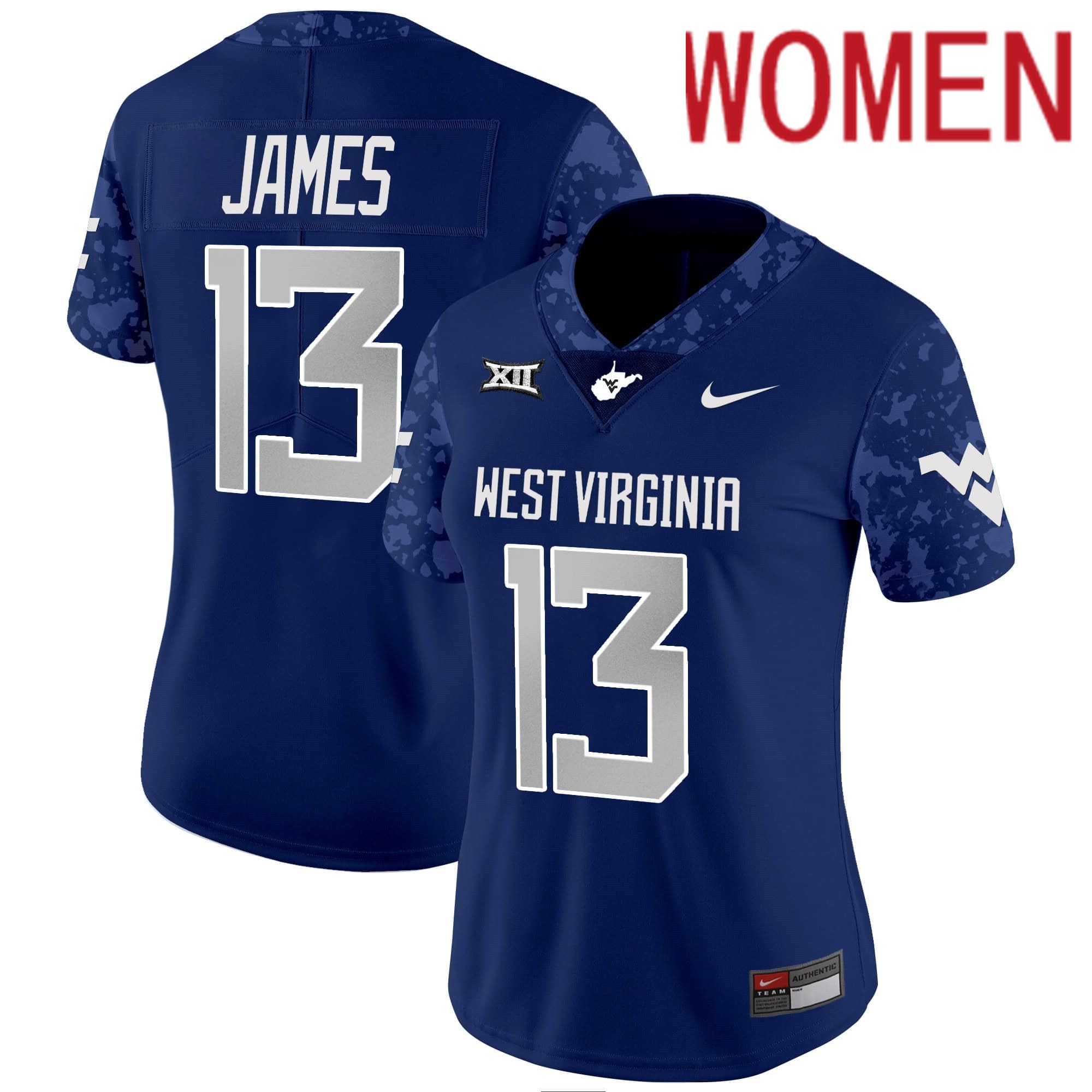 Women West Virginia Mountaineers #13 James Blue 2024 Nike Vapor Limited NCAA Jersey->women nfl jersey->Women Jersey